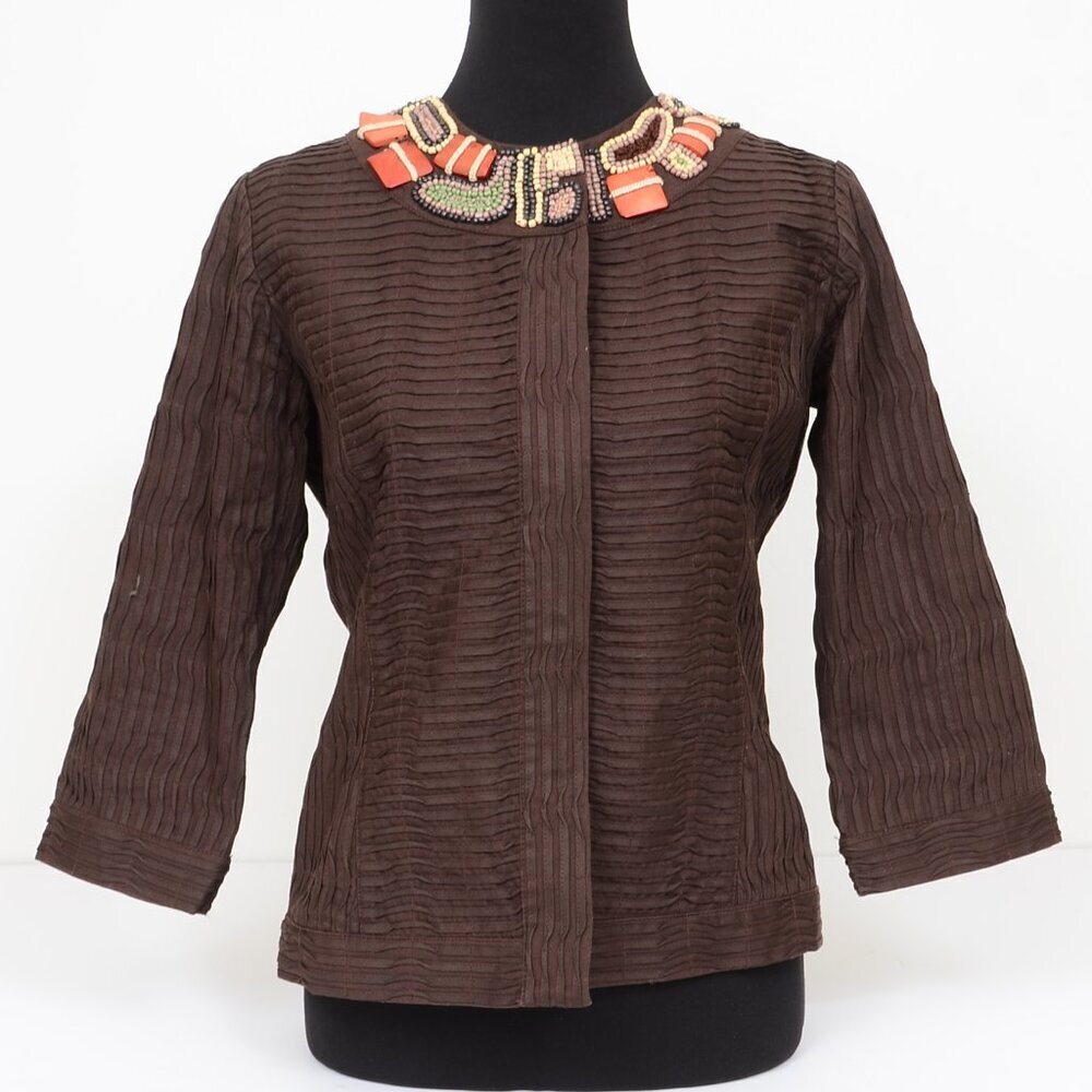 Chico Burundi Beat Bernita Tribal Beading Embroidery Jacket Size 0 (XS) Office - Picture 3 of 12